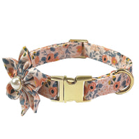 HKM-9515325 Flower Pattern Dog Collar and Leash Set for Medium to Large Dogs