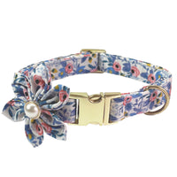 HKM-9515325 Flower Pattern Dog Collar and Leash Set for Medium to Large Dogs
