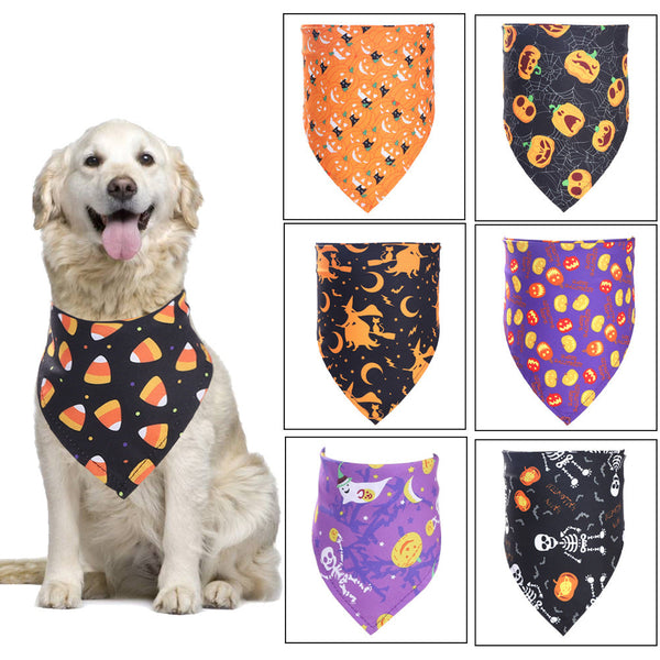 HKM-9516861 Halloween Triangular Pet Saliva Towel - 7 Colors Available, 45x45x65cm, Fits Neck Sizes 20-46cm