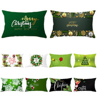 HKM-951763 Christmas Landscape Peach Skin Pillowcase, 30x50cm, Soft Fabric Cushion Cover