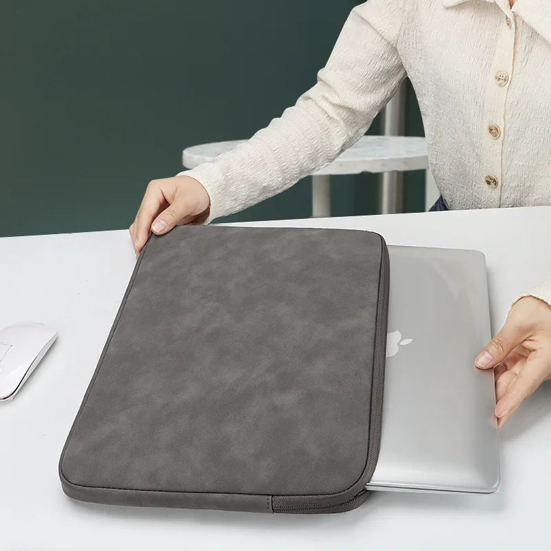 HKM-951763 Custom Logo Luxury PU Leather Waterproof Laptop Sleeve for Men and Women