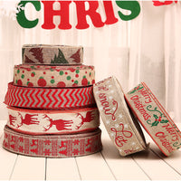 HKM-951827 Festive Christmas Polka Dot Linen Webbing Ribbon - 2m Length in Various Designs