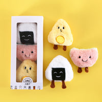 HKM-9518909 Plush Cat Toy with Built-in Bell - Fun Food Designs in Gift Box