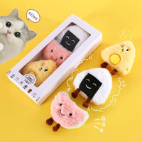 HKM-9518909 Plush Cat Toy with Built-in Bell - Fun Food Designs in Gift Box