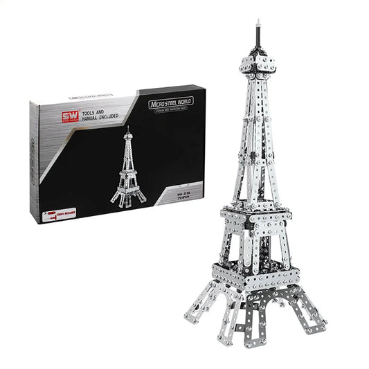 HKM-951955 3D Metal Paris Tower Model Building Block Toy for DIY Assembly and Education, Stainless Steel Construction