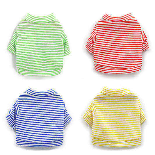 HKM-9519805 Casual Cotton Pet Clothing with White Stripes ¨C Available in Multiple Colors and Sizes