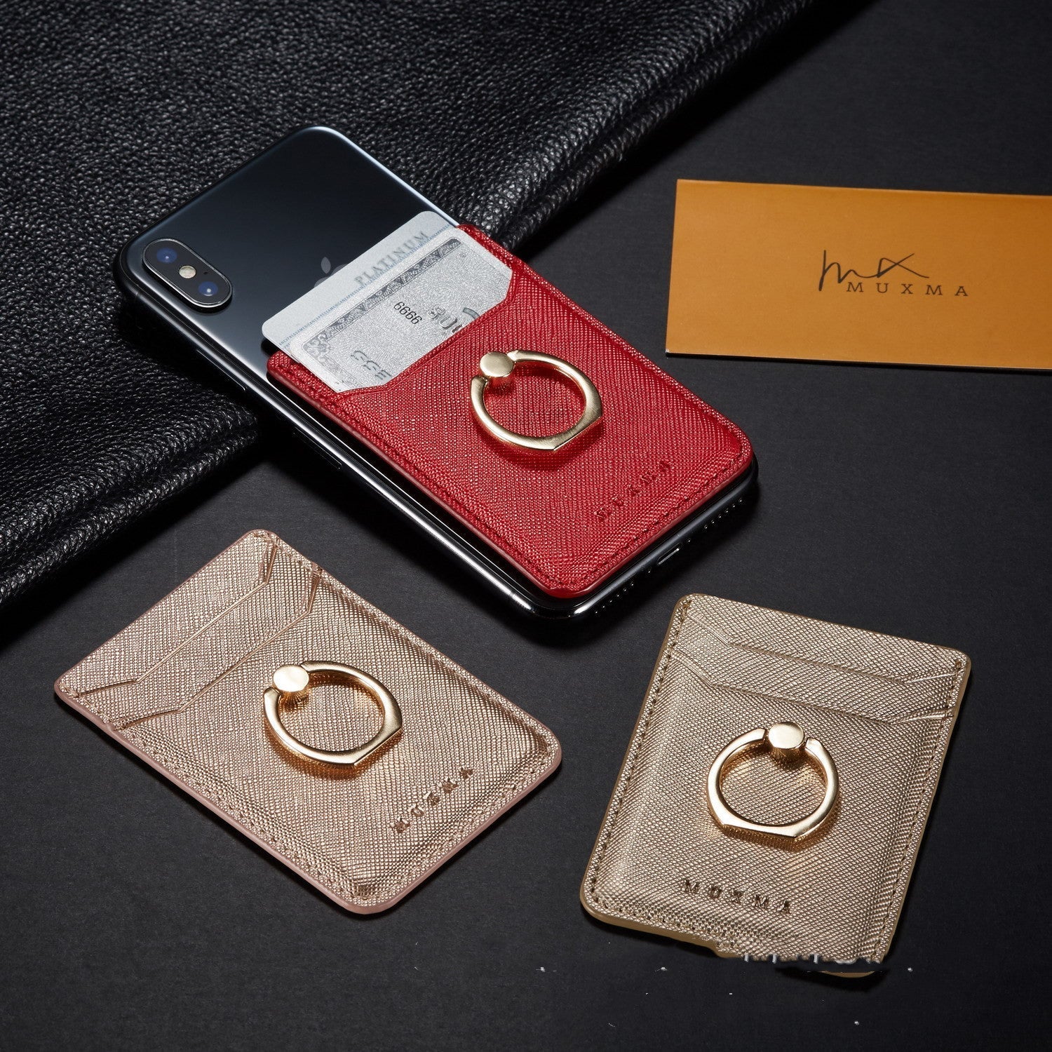 HKM-952083 Fashion Wallet Style ID Card Holder with Phone Ring and Credit Card Slots