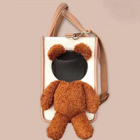 HKM-9521469 One-Shoulder Cute Dog Outing Bag - Large Capacity Pet Carrier in White and Brown