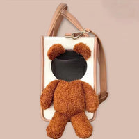 HKM-9521469 One-Shoulder Cute Dog Outing Bag - Large Capacity Pet Carrier in White and Brown
