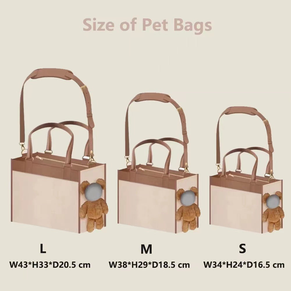 HKM-9521469 One-Shoulder Cute Dog Outing Bag - Large Capacity Pet Carrier in White and Brown