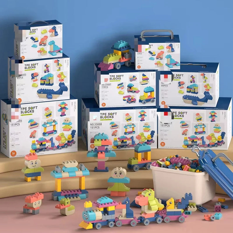 HKM-952211 Soft and Safe Construction Building Blocks Set for Kids - 85 Pieces Educational Stacking Toy