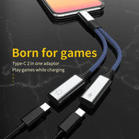 HKM-952275 USB-C Male to Dual Type-C Female Adapter - Y Splitter Cable for Audio and Charging