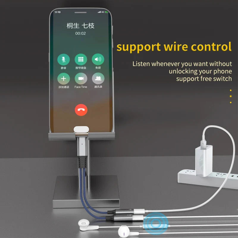 HKM-952275 USB-C Male to Dual Type-C Female Adapter - Y Splitter Cable for Audio and Charging
