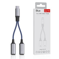 HKM-952275 USB-C Male to Dual Type-C Female Adapter - Y Splitter Cable for Audio and Charging