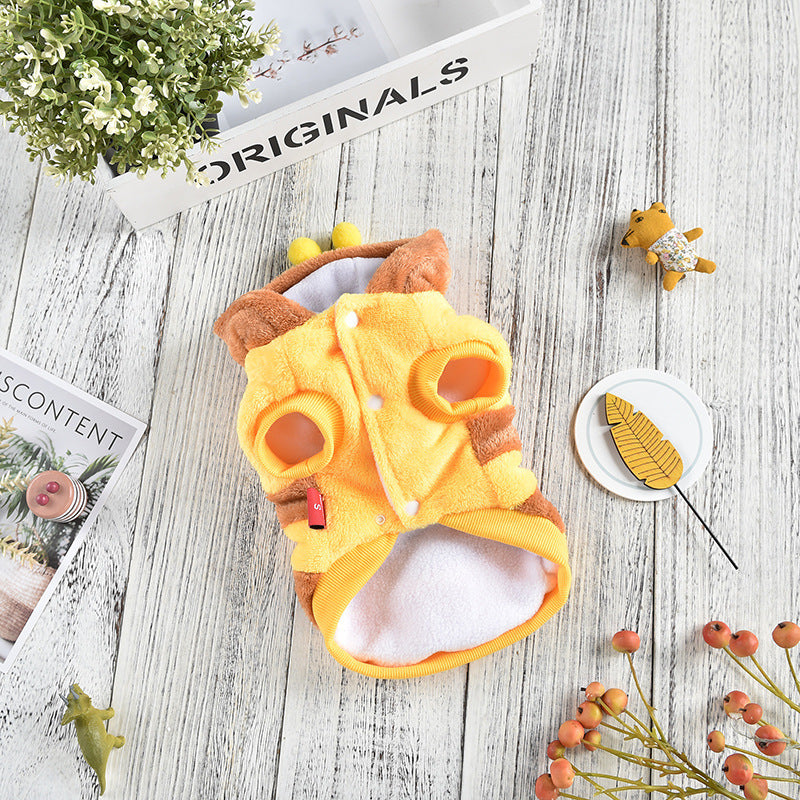 HKM-9524669 Autumn and Winter Pet Costume Coat for Medium and Large Dogs - Bee Design, Yellow, Casual Polyester