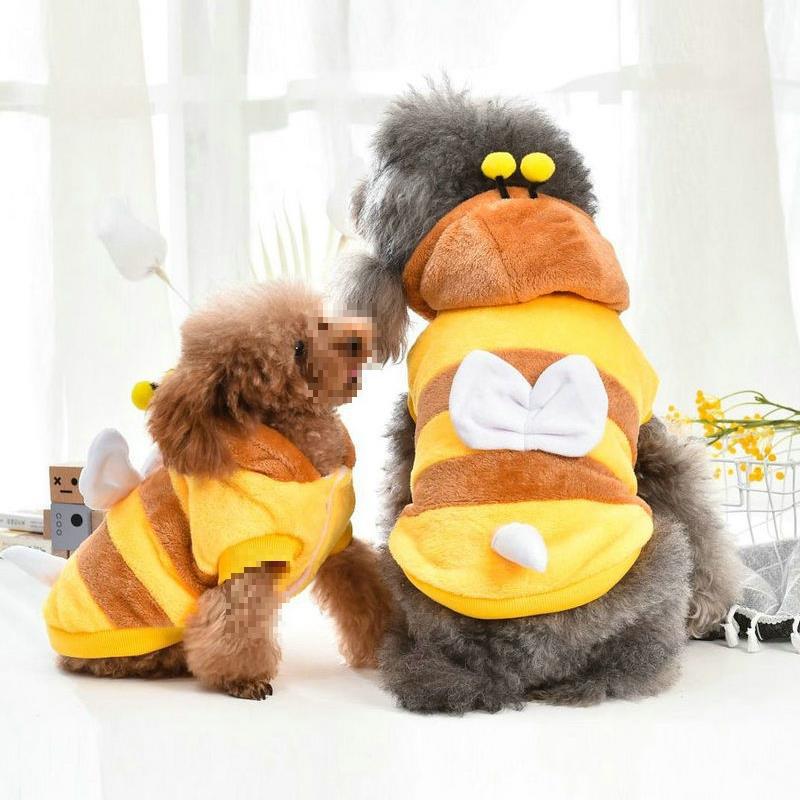 HKM-9524669 Autumn and Winter Pet Costume Coat for Medium and Large Dogs - Bee Design, Yellow, Casual Polyester