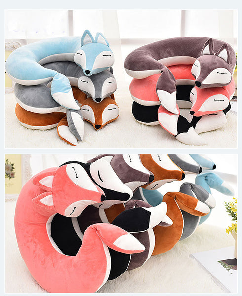 HKM-952659 Fox U-Shaped Pillow in Soft Spandex and PP Cotton for Office, Travel, and Relaxation
