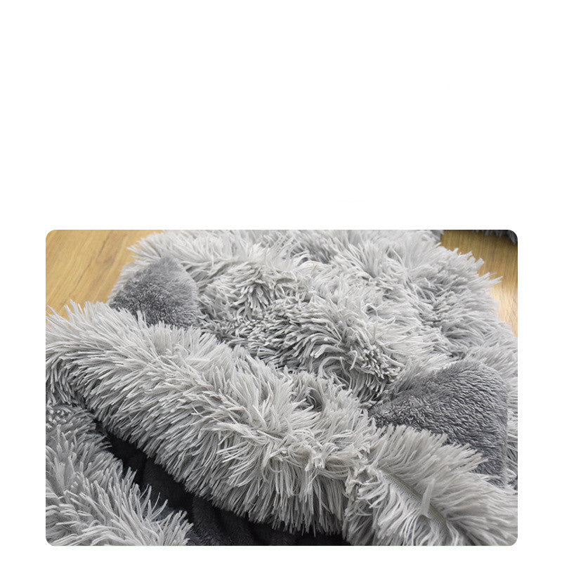 HKM-9526845 Plush Pet Sleeping Bag for Autumn and Winter in Dark and Light Gray