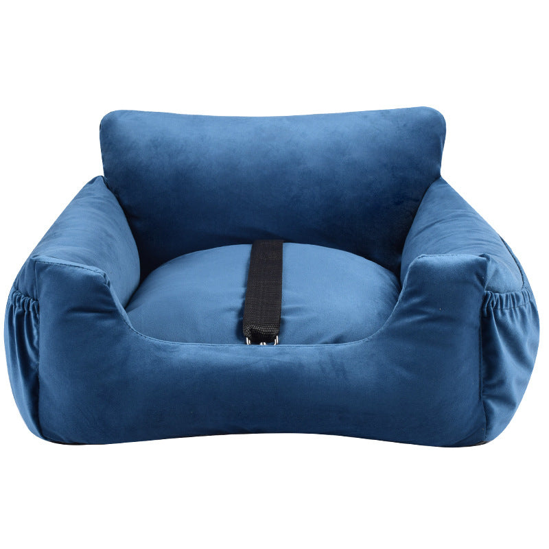 HKM-9527229 Pet Car Nest for Dogs and Cats - Removable Washable Multi-Color Design with Non-Slip Bottom