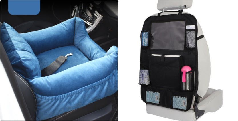 HKM-9527229 Pet Car Nest for Dogs and Cats - Removable Washable Multi-Color Design with Non-Slip Bottom
