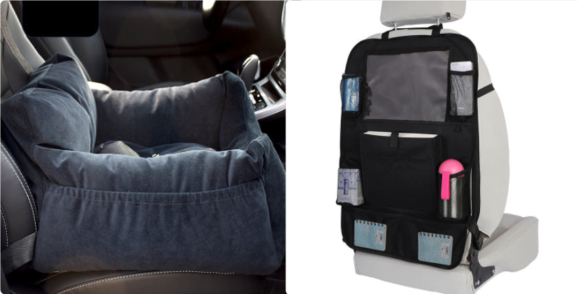 HKM-9527229 Pet Car Nest for Dogs and Cats - Removable Washable Multi-Color Design with Non-Slip Bottom