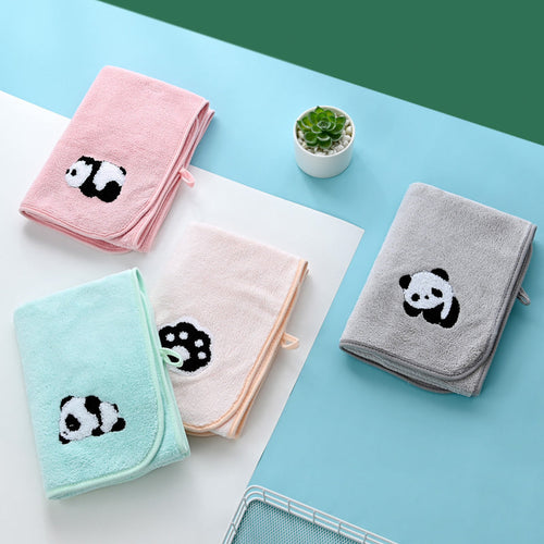 HKM-952787 Coral Velvet Panda Embroidery Towel Covers - Soft, Absorbent, Multiple Colors Available