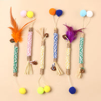 HKM-952851 Dynamic Feather Cat Teaser Toy with Bell - Multiple Color Options