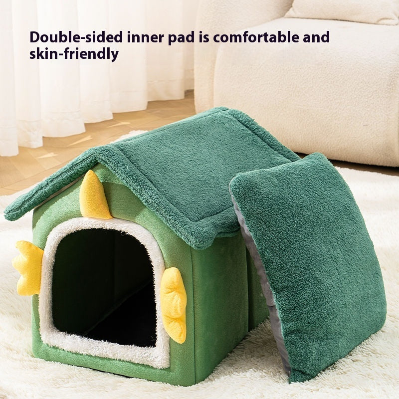 HKM-9529021 Super Cozy Cat Nest with Soft Cushion and Blanket for All Seasons