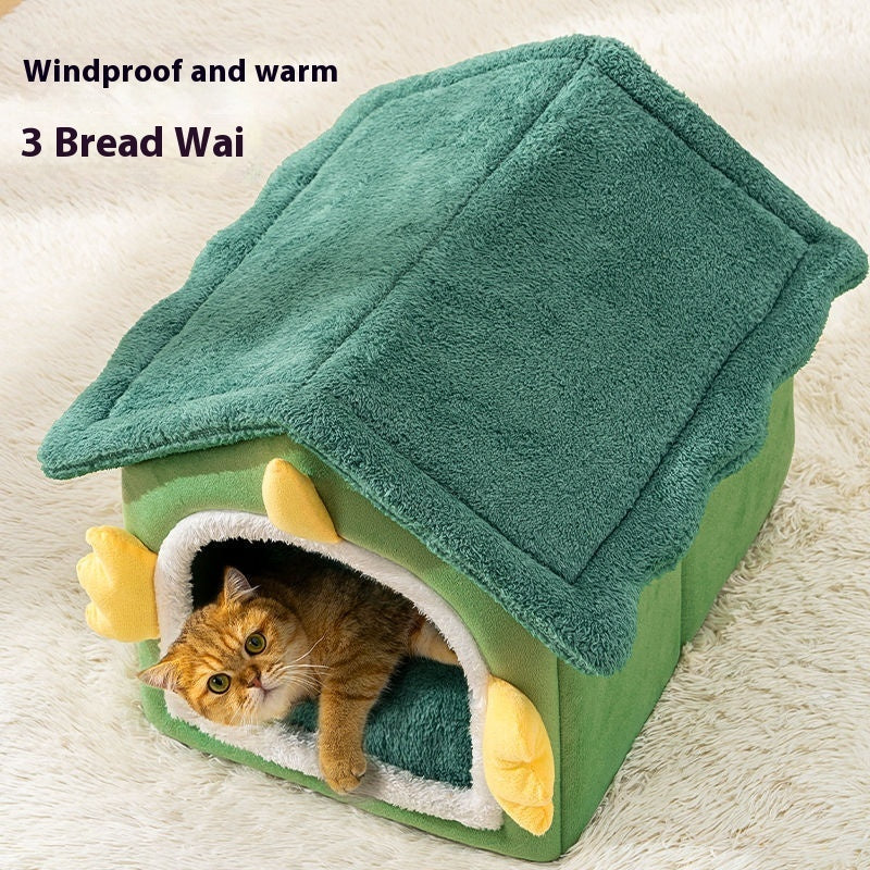 HKM-9529021 Super Cozy Cat Nest with Soft Cushion and Blanket for All Seasons
