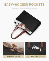 HKM-952915 Stylish Waterproof PU Leather Tote Bag for 15.6-inch Laptops - Ideal for Office, Teachers, and Nurses