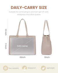HKM-952915 Stylish Waterproof PU Leather Tote Bag for 15.6-inch Laptops - Ideal for Office, Teachers, and Nurses