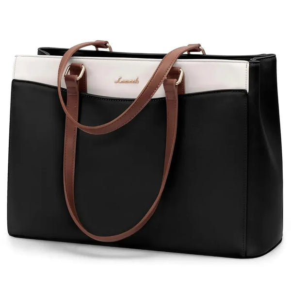 HKM-952915 Stylish Waterproof PU Leather Tote Bag for 15.6-inch Laptops - Ideal for Office, Teachers, and Nurses