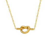 HKM-952915 Wholesale Women Jewelry 18k Gold Plated Stainless Steel Tie Heart Pendant Love Knot Necklace