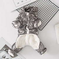 HKM-9529405 Four-Legged Down Cotton-Padded Dog Clothes for Autumn and Winter in Gold and Silver