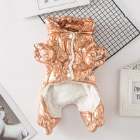 HKM-9529405 Four-Legged Down Cotton-Padded Dog Clothes for Autumn and Winter in Gold and Silver
