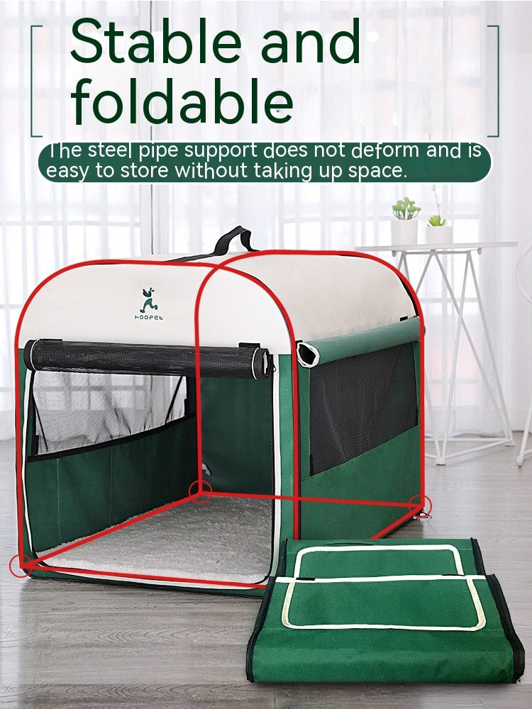 HKM-9529789 Cozy Large Dog Kennel for Indoor and Outdoor Use – Breathable Anti-Mosquito Green Design
