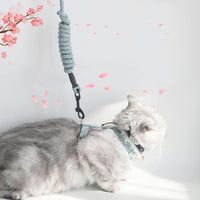 HKM-9530557 Anti-stroke Cat Leash with Floral Design - Cotton, Available in S, M, L Sizes