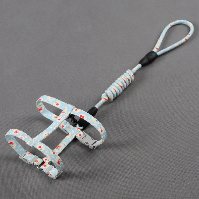 HKM-9530557 Anti-stroke Cat Leash with Floral Design - Cotton, Available in S, M, L Sizes