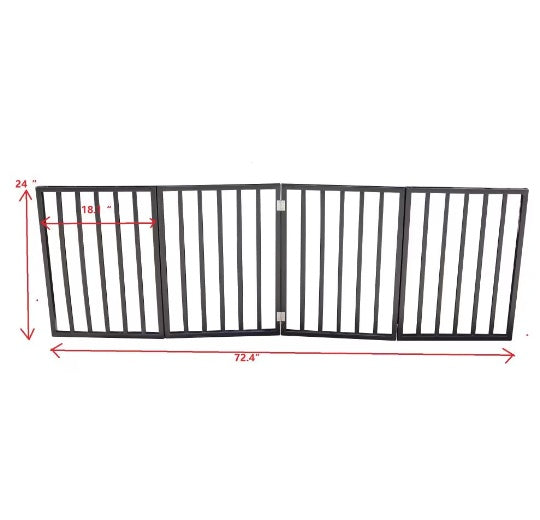 HKM-9532349 Portable Folding Pet Gate for Doorways – Dark Brown Populus Wood, 73x24 Inches, Easy to Move and Store