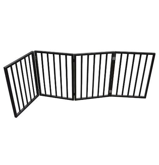 HKM-9532349 Portable Folding Pet Gate for Doorways – Dark Brown Populus Wood, 73x24 Inches, Easy to Move and Store