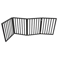 HKM-9532349 Portable Folding Pet Gate for Doorways – Dark Brown Populus Wood, 73x24 Inches, Easy to Move and Store