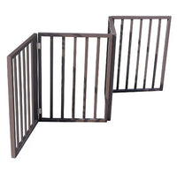 HKM-9532349 Portable Folding Pet Gate for Doorways – Dark Brown Populus Wood, 73x24 Inches, Easy to Move and Store