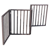 HKM-9532349 Portable Folding Pet Gate for Doorways – Dark Brown Populus Wood, 73x24 Inches, Easy to Move and Store
