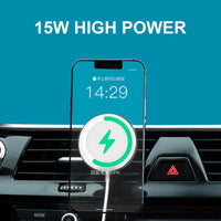 HKM-953235 15W Fast Wireless Car Charger with Magnetic Holder, Type-C Interface, CE FCC ROHS Certified