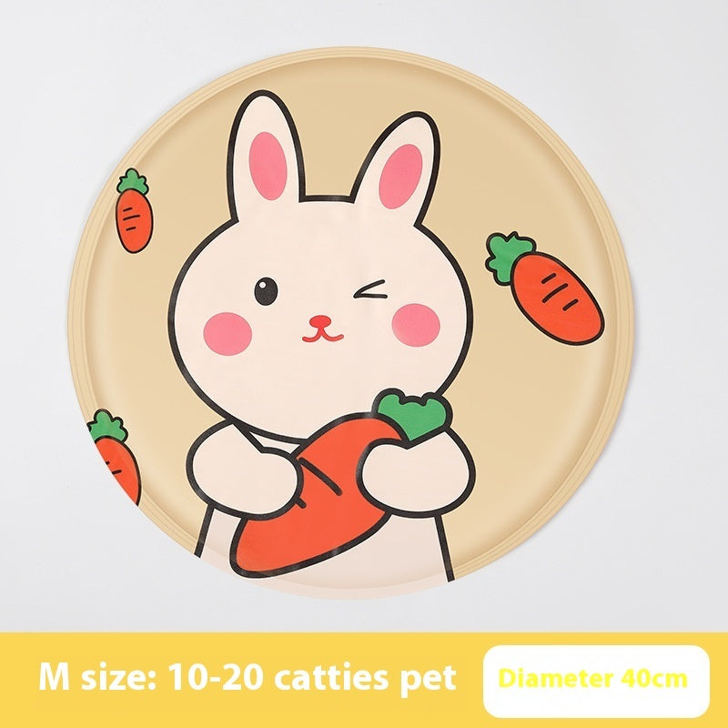 HKM-9532605 Cooling Gel Pet Mat ¨C Round Cartoon Design for Dogs and Cats, Various Fun Patterns, Soft Cloth, 40cm & 50cm Sizes