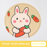 HKM-9532605 Cooling Gel Pet Mat ¨C Round Cartoon Design for Dogs and Cats, Various Fun Patterns, Soft Cloth, 40cm & 50cm Sizes