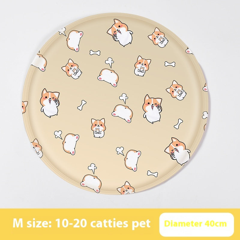 HKM-9532605 Cooling Gel Pet Mat ¨C Round Cartoon Design for Dogs and Cats, Various Fun Patterns, Soft Cloth, 40cm & 50cm Sizes