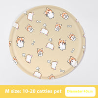 HKM-9532605 Cooling Gel Pet Mat ¨C Round Cartoon Design for Dogs and Cats, Various Fun Patterns, Soft Cloth, 40cm & 50cm Sizes