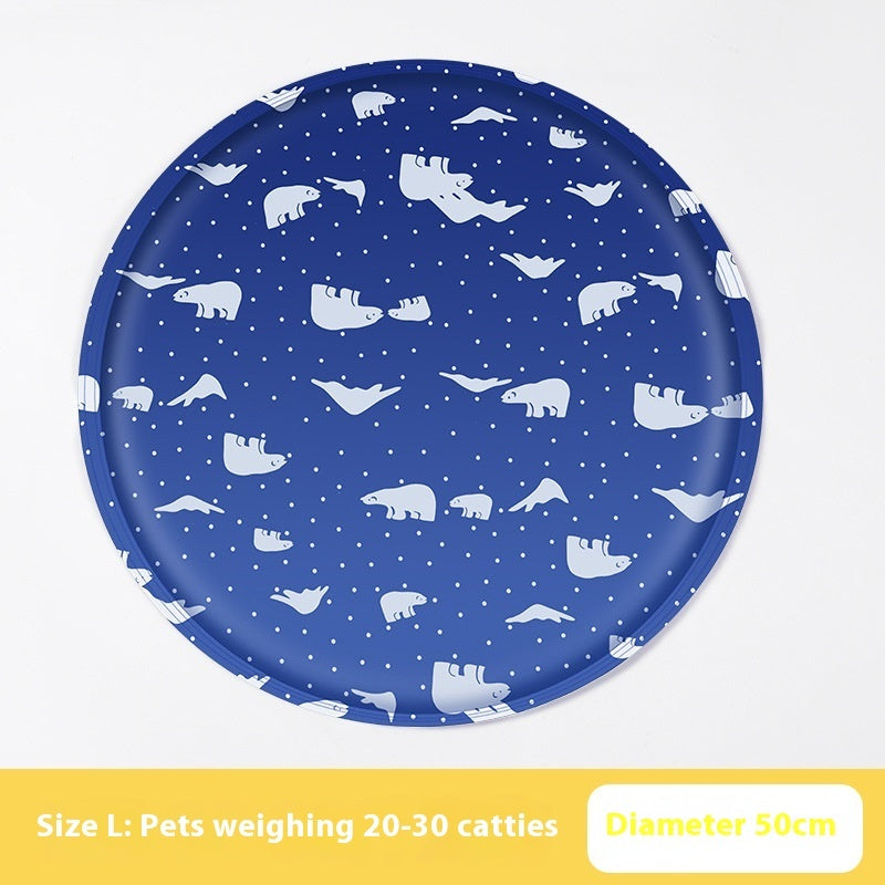 HKM-9532605 Cooling Gel Pet Mat ¨C Round Cartoon Design for Dogs and Cats, Various Fun Patterns, Soft Cloth, 40cm & 50cm Sizes