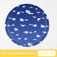 HKM-9532605 Cooling Gel Pet Mat ¨C Round Cartoon Design for Dogs and Cats, Various Fun Patterns, Soft Cloth, 40cm & 50cm Sizes
